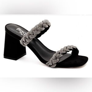 Black Braided Strap Women's Sandals
